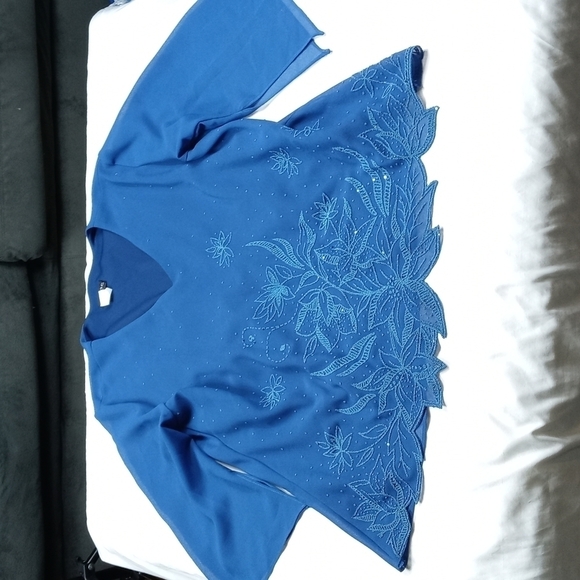 C.O.C. womens beaded layered v neck top - Picture 1 of 10